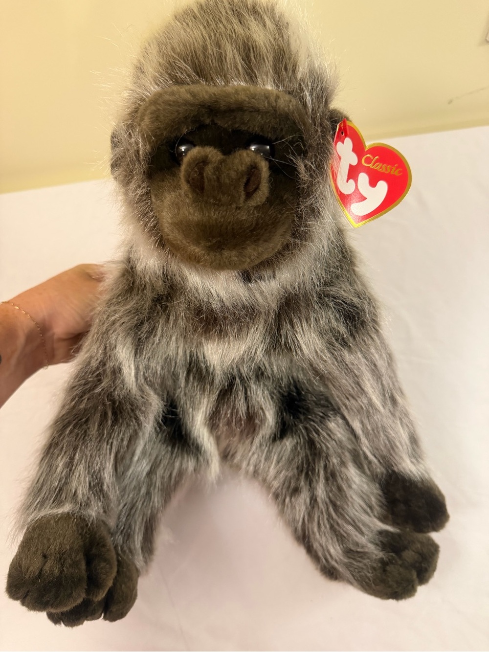 Ty Classic Plush Gray & Brown Gorilla RUMBLES Stuffed Toy